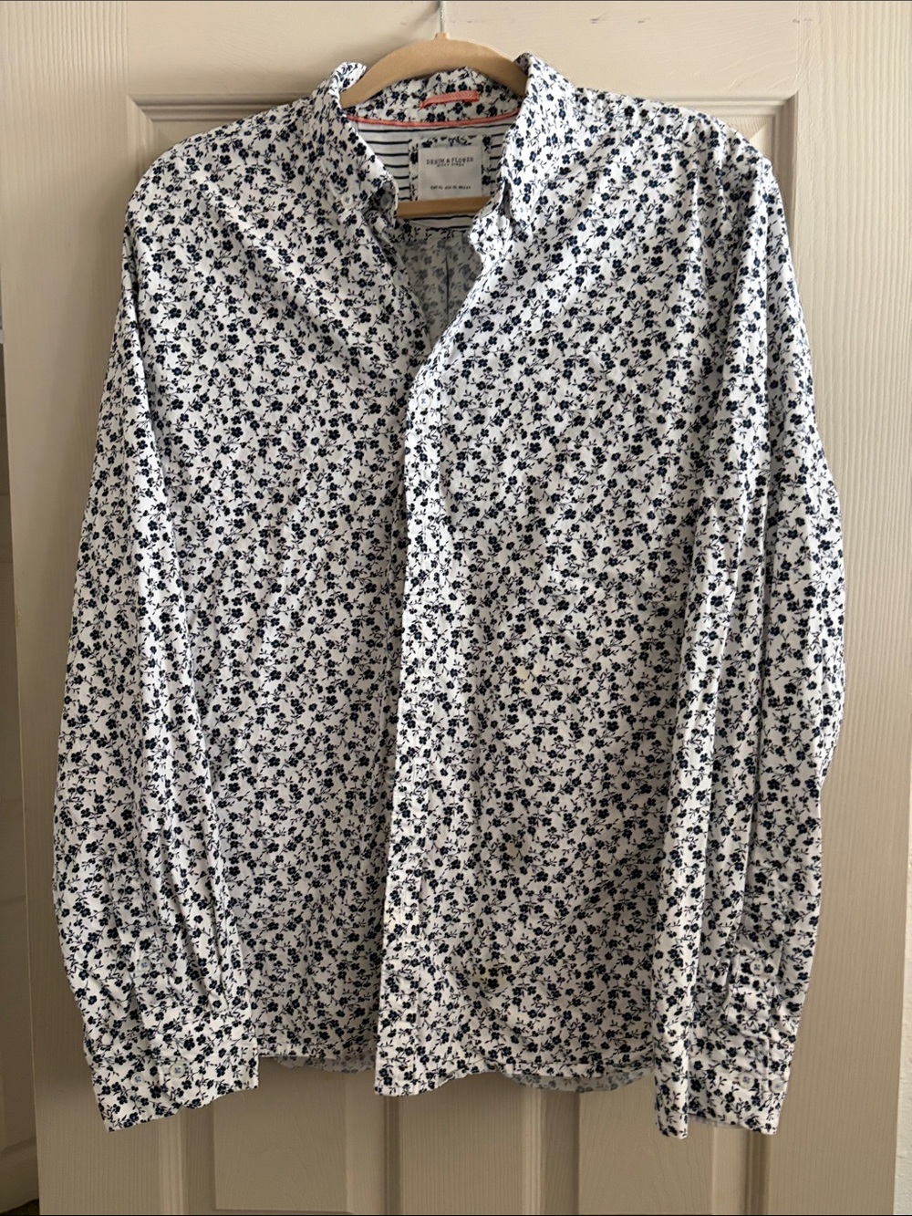 Denim & Flower Button Down Dress Shirt